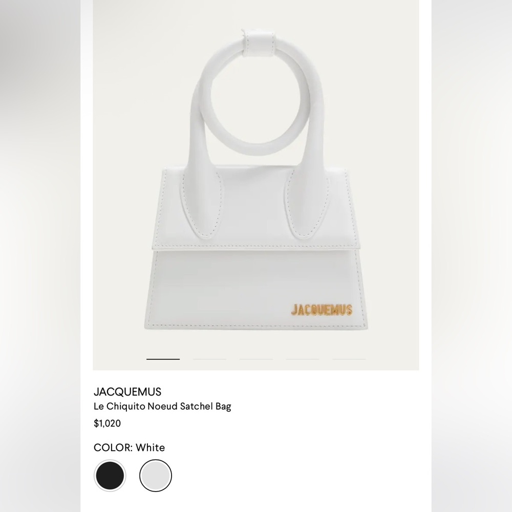 Jacquemus Chiquito Bag in White with Gold Logo